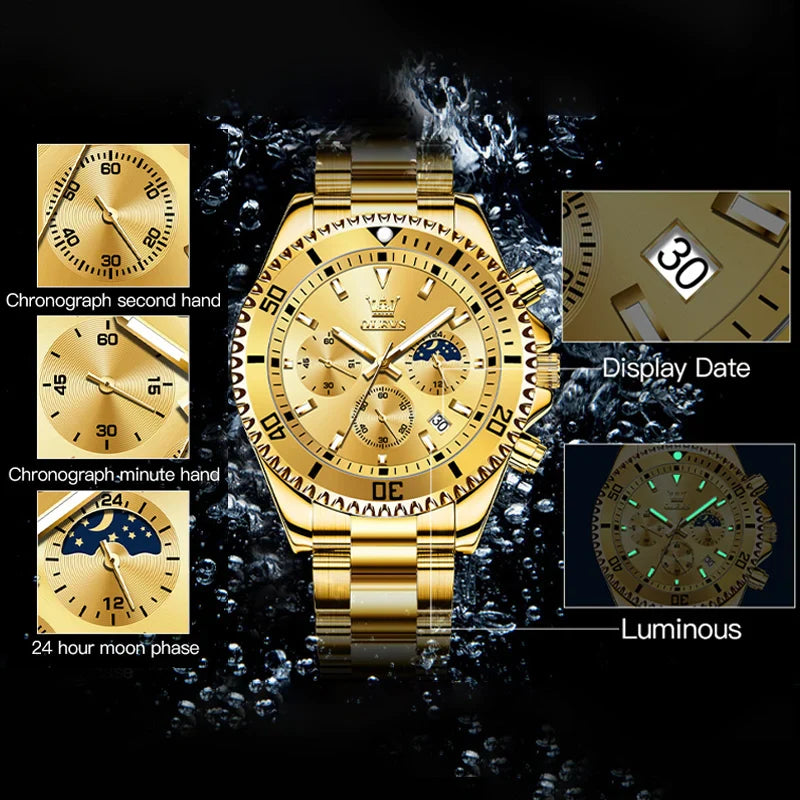 OLEVS Reloj de cronógrafo de lujo para hombre
